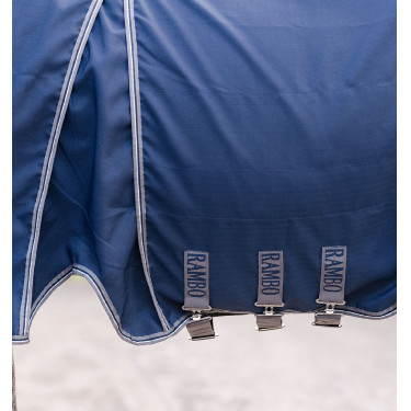 Manta de box Horseware Rambo Optimo 0g Marino / tormenta / gris plateado Manta de box Horseware Rambo Optimo 0g Marino / tormenta / gris plateado