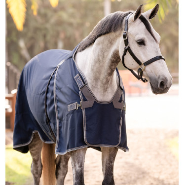 Manta de box Horseware Rambo Optimo 0g Marino / tormenta / gris plateado Manta de box Horseware Rambo Optimo 0g Marino / tormenta / gris plateado