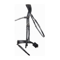 Cabezada testera anatomica Hopper strass T de T Negro / plata
