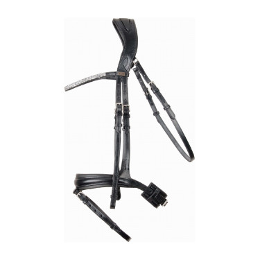 Cabezada testera anatomica Hopper strass T de T Negro / plata Cabezada testera anatomica Hopper strass T de T Negro / plata