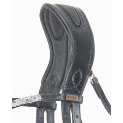 Cabezada testera anatomica Hopper strass T de T Negro / plata Cabezada testera anatomica Hopper strass T de T Negro / plata