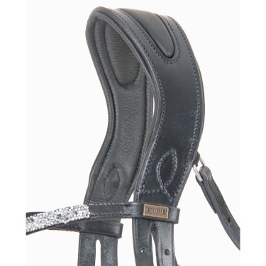 Cabezada testera anatomica Hopper strass T de T Negro / plata Cabezada testera anatomica Hopper strass T de T Negro / plata