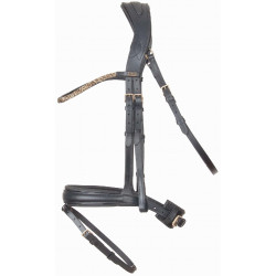 Cabezada testera anatomica Hopper strass T de T Negro / dorado