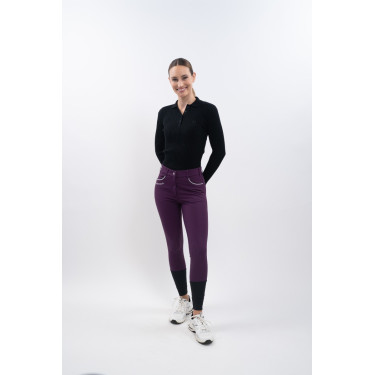 Pantalón polar de equitación Harcour Jaipur Higo Violeta