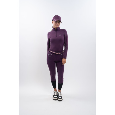 Pantalón polar de equitación Harcour Jaipur Higo Violeta