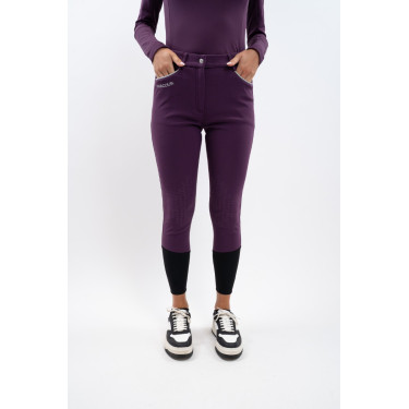Pantalón polar de equitación Harcour Jaipur Higo Violeta
