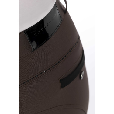 Pantalón Equithème Safir brun, contrastes noirs Pantalón Equithème Safir brun, contrastes noirs