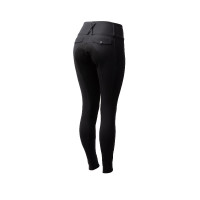 Pantalón de equitación Horze Leonie para mujer con asiento completo de gamuza vegana Negro