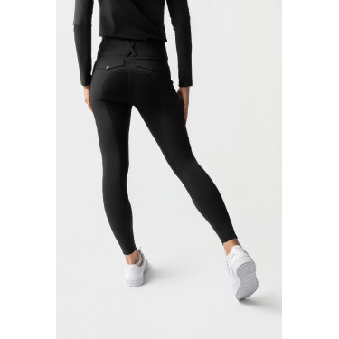 Pantalón de equitación Horze Leonie para mujer con asiento completo de gamuza vegana Negro