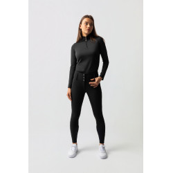 Pantalón de equitación Horze Leonie para mujer con asiento completo de gamuza vegana Negro
