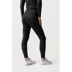 Pantalón de equitación Horze Leonie para mujer con asiento completo de gamuza vegana Negro