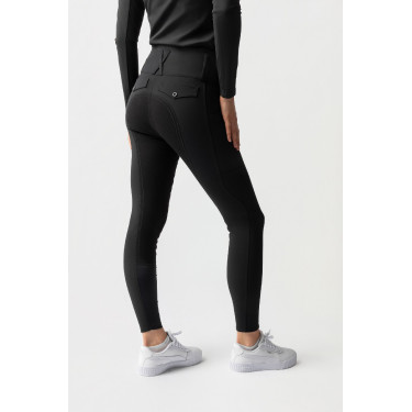 Pantalón de equitación Horze Leonie para mujer con asiento completo de gamuza vegana Negro
