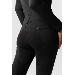 Pantalón de equitación Horze Leonie para mujer con asiento completo de gamuza vegana Negro