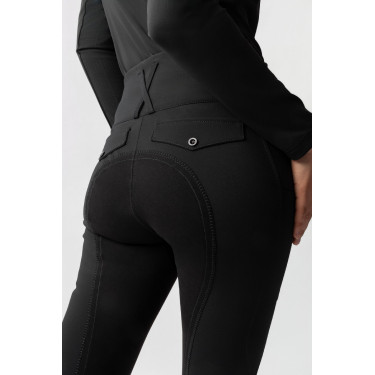Pantalón de equitación Horze Leonie para mujer con asiento completo de gamuza vegana Negro