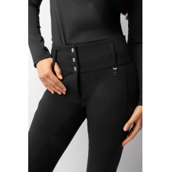 Pantalón de equitación Horze Leonie para mujer con asiento completo de gamuza vegana Negro