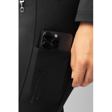 Pantalón de equitación Horze Leonie para mujer con asiento completo de gamuza vegana Negro