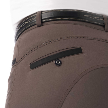 Pantalón Equithème Safir brun, contrastes noirs Pantalón Equithème Safir brun, contrastes noirs