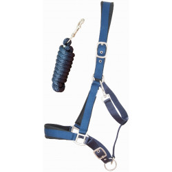 Cabezada de cuadra satinado con ramal T de T Azul marino Cabezada de cuadra satinado con ramal T de T Azul marino