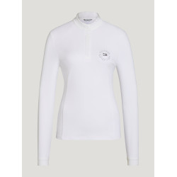 Polo de concurso Tommy Hilfiger Equestrian Taylor Strass de manga larga Blanco óptico