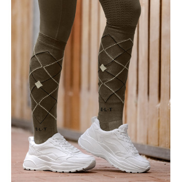 Calcetines de equitación ELT Argyle Marrón verde Marr&amp;amp;amp;oacute;n