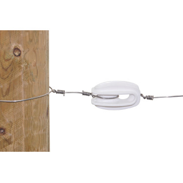 Aislador tipo huevo de poliamida para alambre de acero AKO Blanco