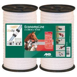 Kit de dos cintas de cerca EconomyLine AKO Blanco