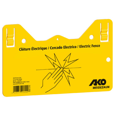 Placa de señalización – ¡Atención, cerca eléctrica! AKO Amarillo