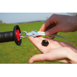 Manija de puerta con conector para cordón y alambre AKO Negro