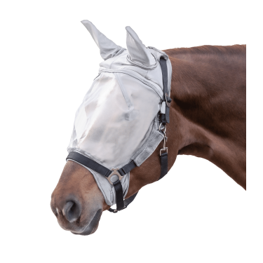 Máscara anti-moscas Waldhausen para cabezada Premium protección de las orejas Grís plata Máscara anti-moscas Waldhausen para cabezada Premium protección de las orejas Grís plata