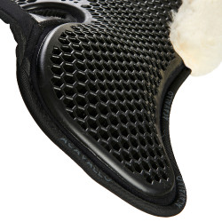 Amortiguador trasero de ante con lana de oveja y delantero de gel Acavallo Negro / natural