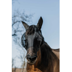 Máscara anti-moscas anti-UV Equithème Lycra con nariz Negro