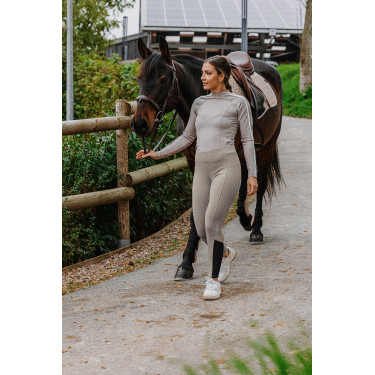 Pantalón Equithème Brigitte con culera de silicona Gris pardo Marrón