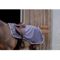 Manta riñonera EQUITHÈME TYREX 1200D reciclada y forrada de polar Gris pardo Marrón