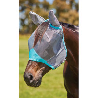 Máscara antimoscas Weatherbeeta ComFiTec Deluxe de malla fina con orejas Grís / turquesa