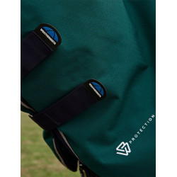 Manta Weatherbeeta ComFiTec Dynamic Turnout 220 g con cuello desmontable Verde bosque / marino