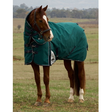 Manta Weatherbeeta ComFiTec Dynamic Turnout 220 g con cuello desmontable Verde bosque / marino