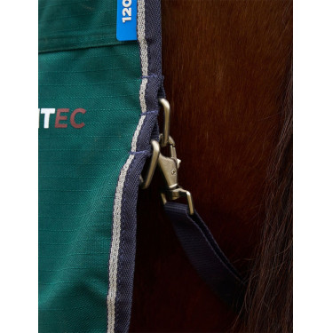 Manta Weatherbeeta ComFiTec Dynamic Turnout 220 g con cuello desmontable Verde bosque / marino