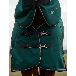 Manta Weatherbeeta ComFiTec Dynamic Turnout 220 g con cuello desmontable Verde bosque / marino