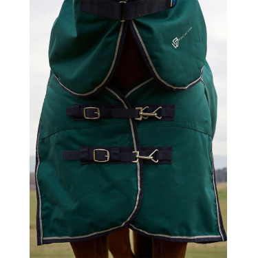 Manta Weatherbeeta ComFiTec Dynamic Turnout 220 g con cuello desmontable Verde bosque / marino