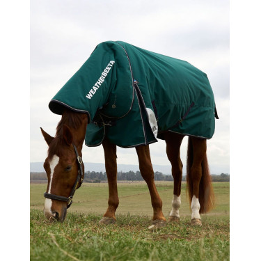 Manta Weatherbeeta ComFiTec Dynamic Turnout 220 g con cuello desmontable Verde bosque / marino