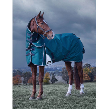 Manta Weatherbeeta ComFiTec Dynamic Turnout 220 g con cuello desmontable Verde bosque / marino