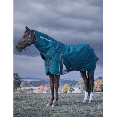 Manta Weatherbeeta ComFiTec Dynamic Turnout 220 g con cuello desmontable Verde bosque / marino