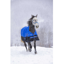 Manta Equithème - TYREX Aisance 1200D - Cuello Alto Azul real Manta Equithème - TYREX Aisance 1200D - Cuello Alto Azul real