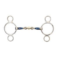 Bocado 2 anillos cobre azúl Shires para el caballo