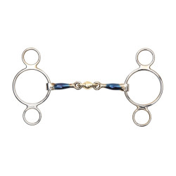 Bocado 2 anillos cobre azúl Shires para el caballo