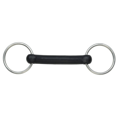 Bocado recto goma flexi Shires para el caballo