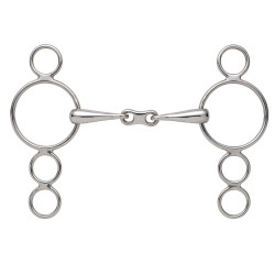Bocado 3 anillons dutch gag conector francés Shires Acero inoxidable