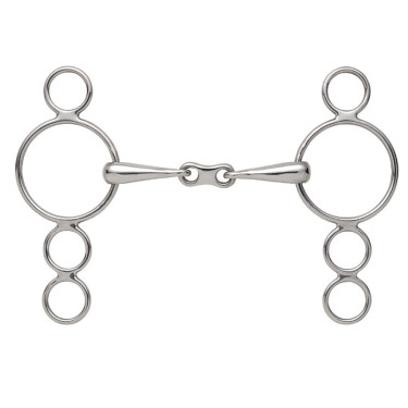 Bocado 3 anillons dutch gag conector francés Shires Acero inoxidable