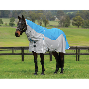 Manta antimoscas e impermeable Weatherbeeta ComFiTec Dual Shield con cuello desmontable Azúl / gris Manta antimoscas e impermeable Weatherbeeta ComFiTec Dual Shield con cuello desmontable Azúl / gris