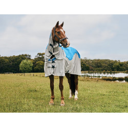 Manta antimoscas e impermeable Weatherbeeta ComFiTec Dual Shield con cuello desmontable Azúl / gris Manta antimoscas e impermeable Weatherbeeta ComFiTec Dual Shield con cuello desmontable Azúl / gris